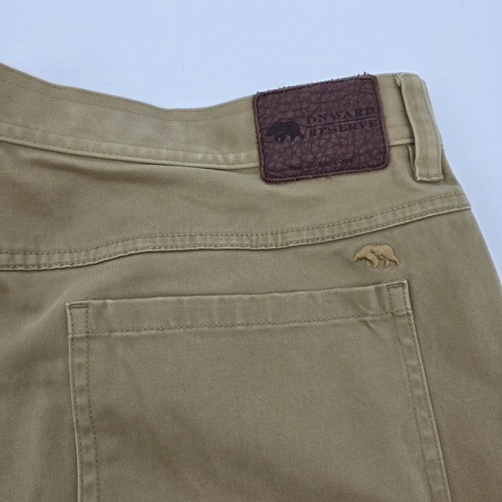 Onward Reserve Pants Mens 38x32 Khaki Tan Jeans Classic Five Pocket Chino Preppy